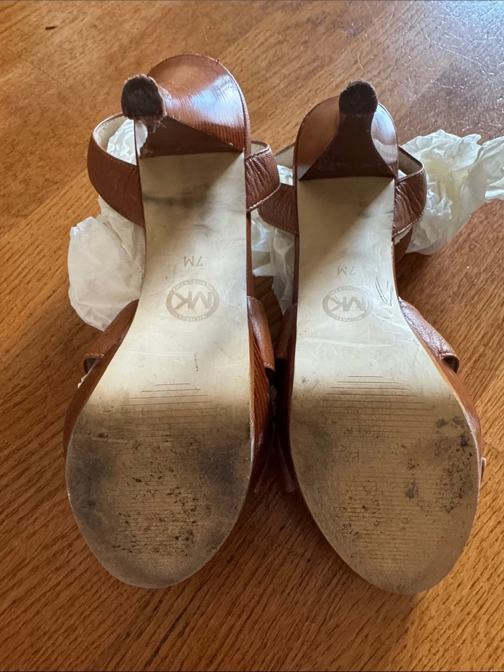 Michael Kors Brown Leather Studded High Heel Sandals